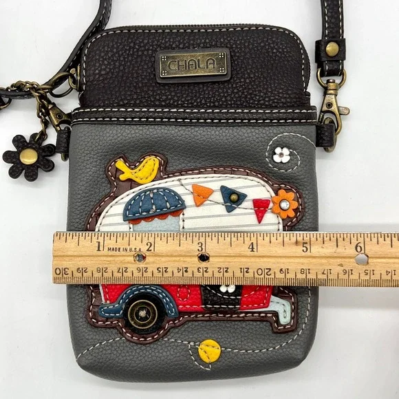 Chala Crossbody Mini Cellphone Bag/Purse RV Camper Design with Charms $43 MSRP - Picture 8 of 8
